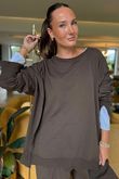 Made in Italy Lagenlook Chill Sweatshirt Coffee Bean **